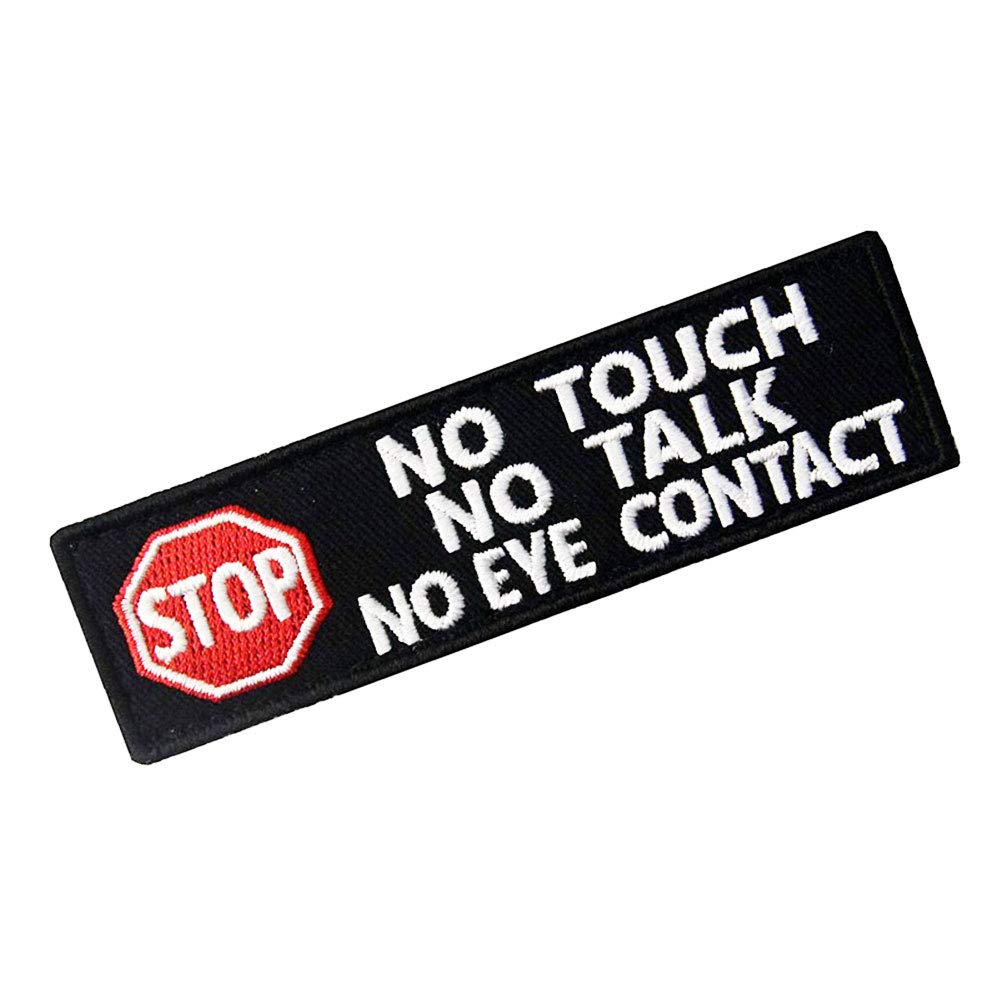 Embroidered Service Dog Tactical Patch, No Touch No Talk No Eye Contact Dog Patch for Dog Vests/Harnesses Emblem Fastener Hook & Loop Patch