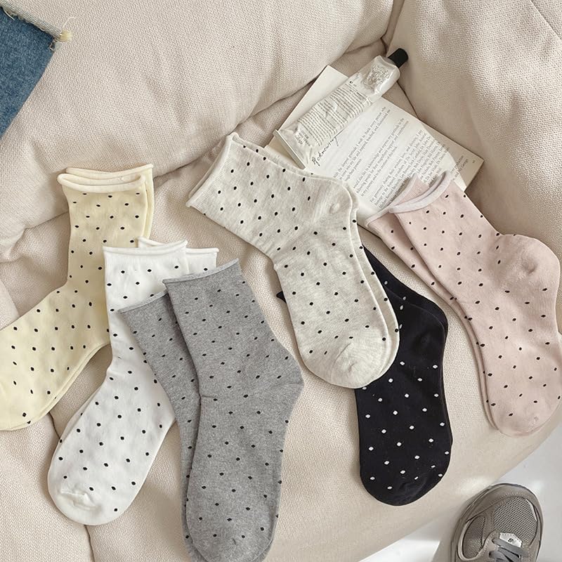 Image of Kelabia 6 Pair Cute Cotton Socks Kawaii Bear Ankle Preppy Ruffle Socks for Women Japanese Fall Vintage Crew Socks
