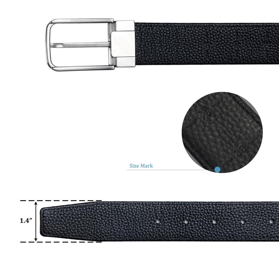 Men's Crocodile Pattern Full Grain Leather Adjustable Belt for Dress Casual Jeans with Stainless Steel Buckle, 1.4"4