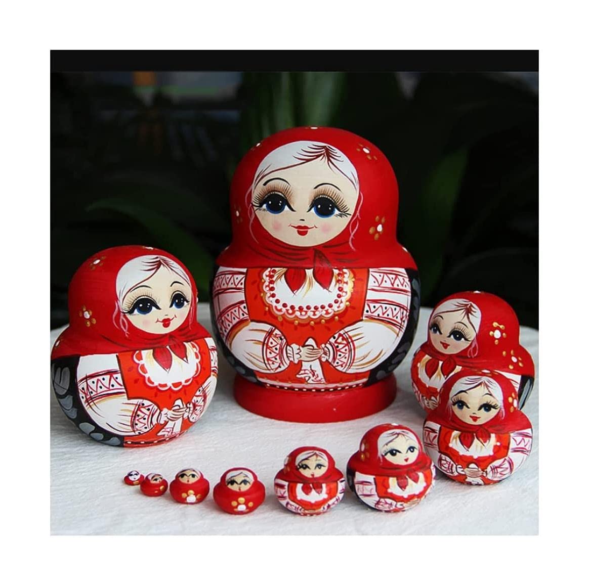 Matrioszka Handgeschilderde 10 stks Russische Nesten Poppen Dragen Een Hoofddoek Leuke Meisje Matryoshka Houten Baboushka Nesten Poppen voor Kinderen zabawny prezent