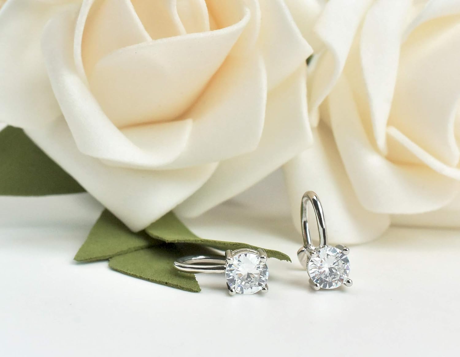 Cubic Zirconia Ear Cuffs - Sterling Silver Hypoallergenic Non-Piercing Cartilage Earrings CZ Clip on Earrings Round Crystal Stud Earrings for Women Girls 6mm - Image 4