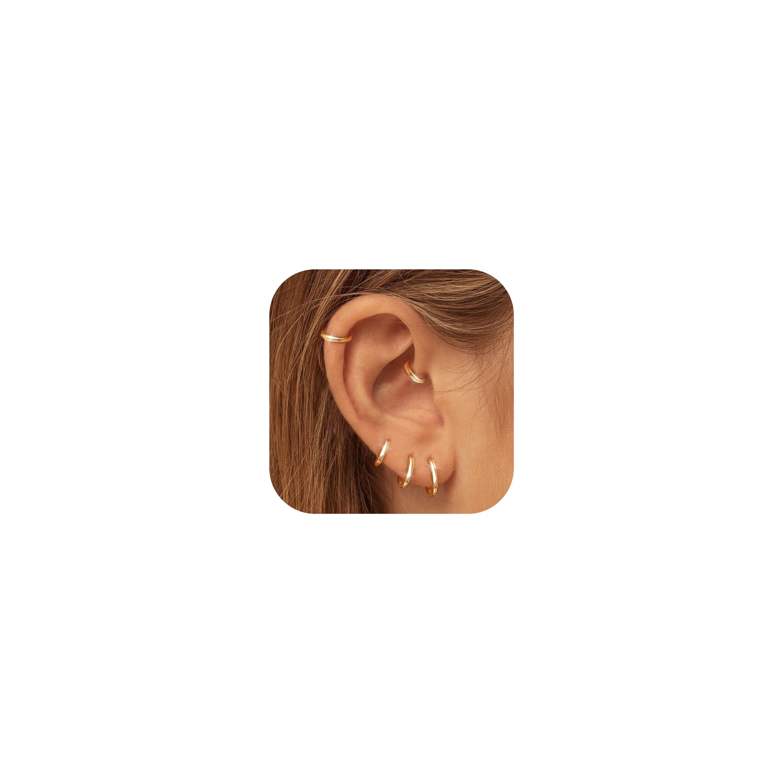 FIOROYAL 5Pares Pendientes Aro Plata Mujer - Juego de Pendientes Aro Pequeños, Pendientes Hipoalergénicos Chapados en Oro de 14K, Pendientes Aros Dorados Circonita Cúbica Hombre Niñas 6/7/8/9/10mm