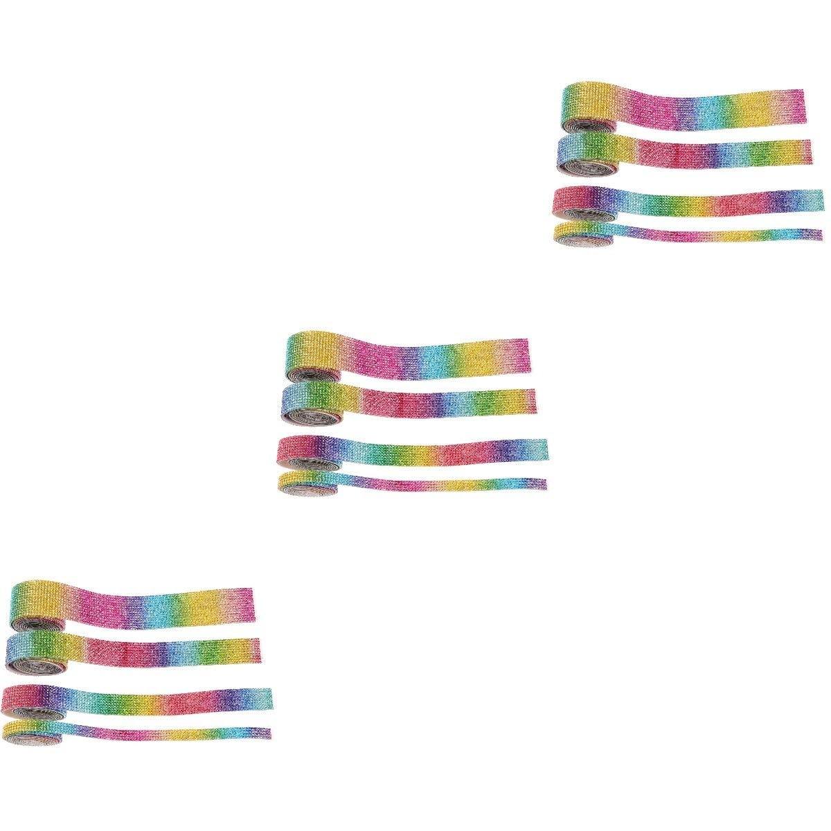 Operitacx 12rollen Selbstklebende Kristall-strassbänder Funkelnde Rhinestone-tapes Regenbogenfarben Für Diy-dekorationen Hochzeiten Kostüme Handwerk Und