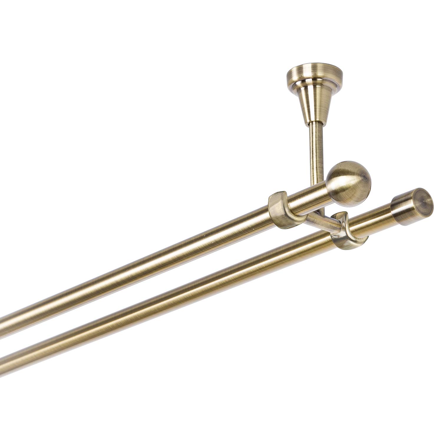 Tringle à rideaux 16 mm 2 voies Fixation au plafond Métal doré vieilli (140)