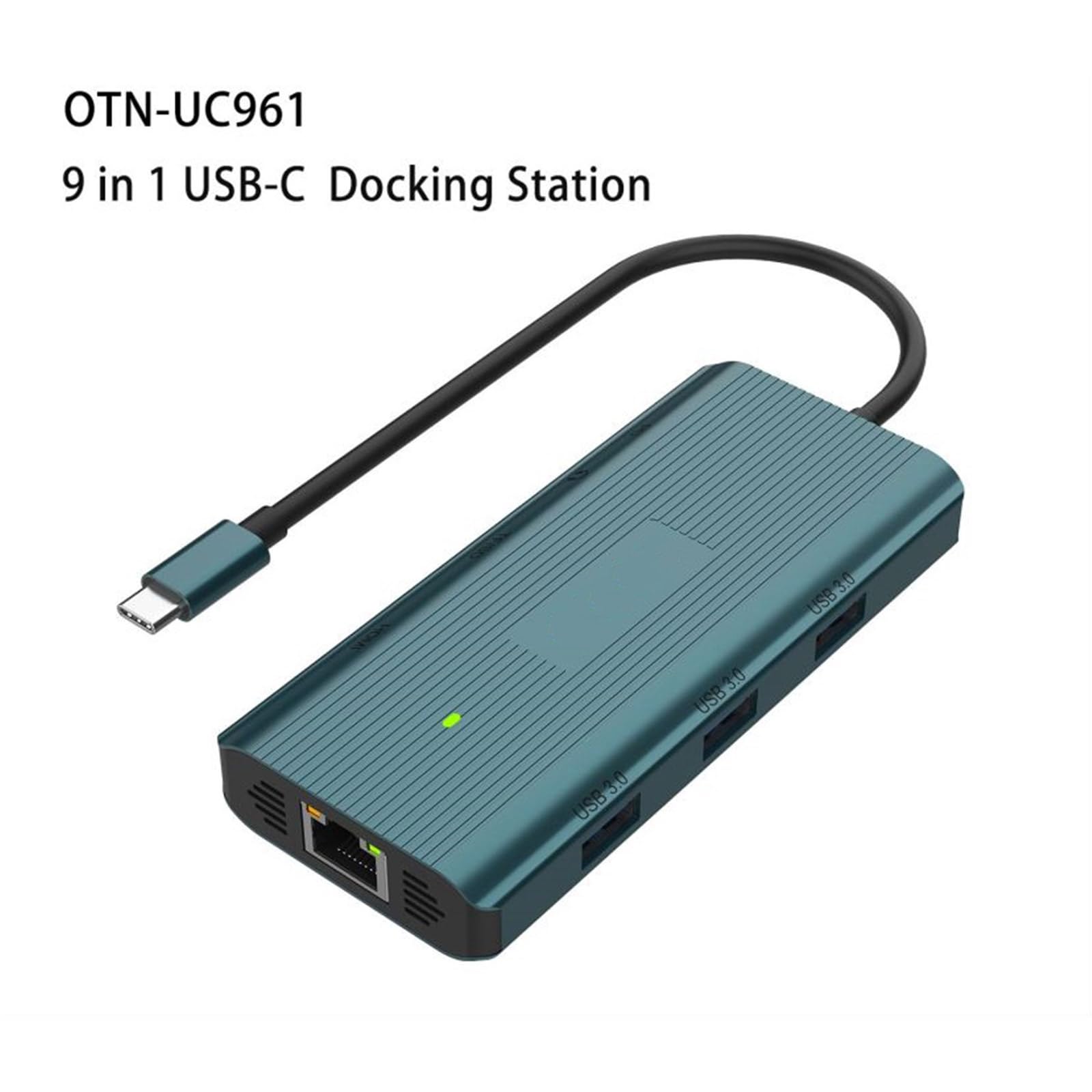UC961 koncentrator USB C ze stopu aluminium 9 w 1 stacja dokująca z 1000 M Ethernet, 3USB 4K30Hz czytnik kart HDTV 100 W ładowanie PD Hub USB C z wyświetlaczem