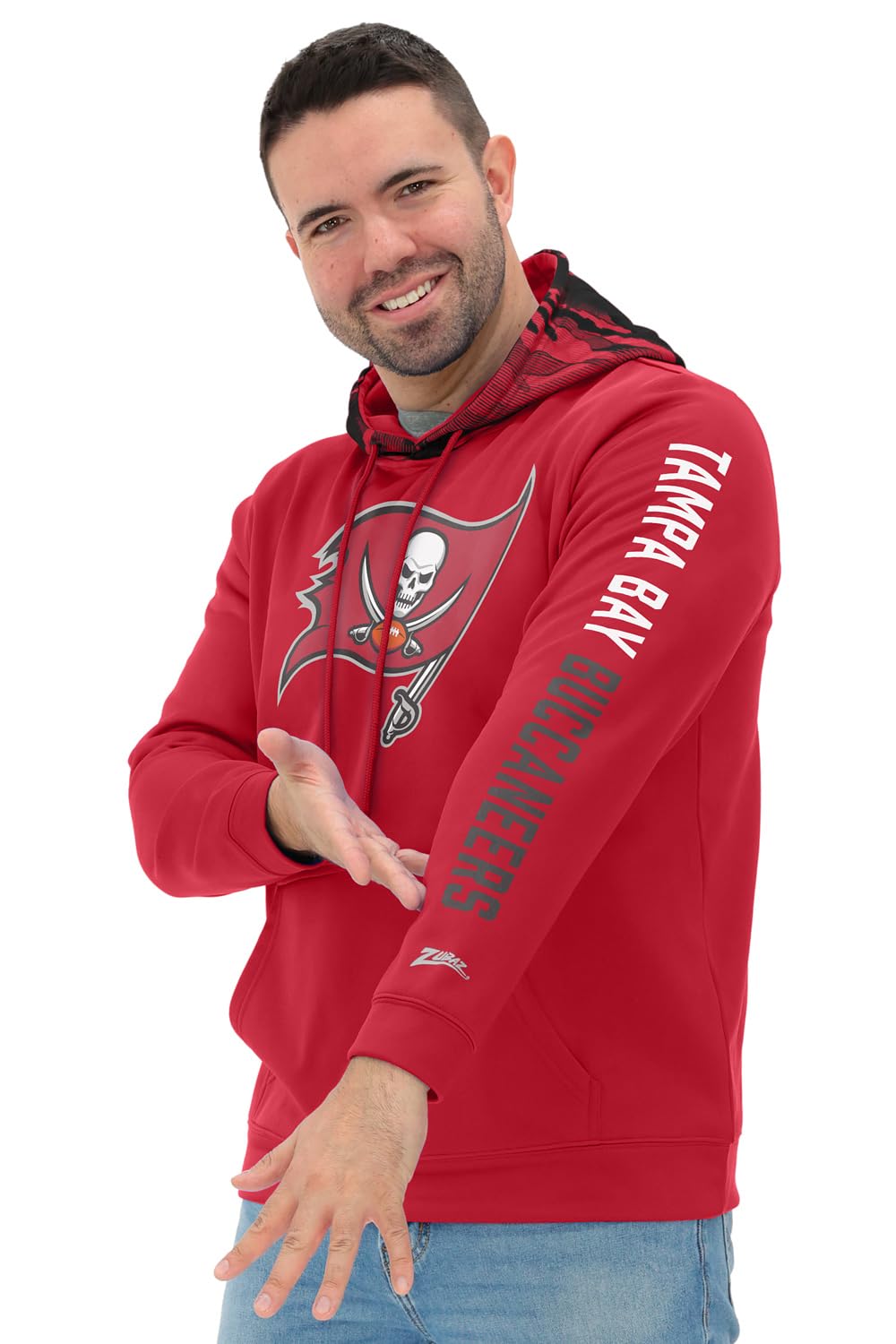Zubaz NFL Football Men's Solid Team Hoodie with Camo Lined Hood and Sleeve Graphic — view 89
