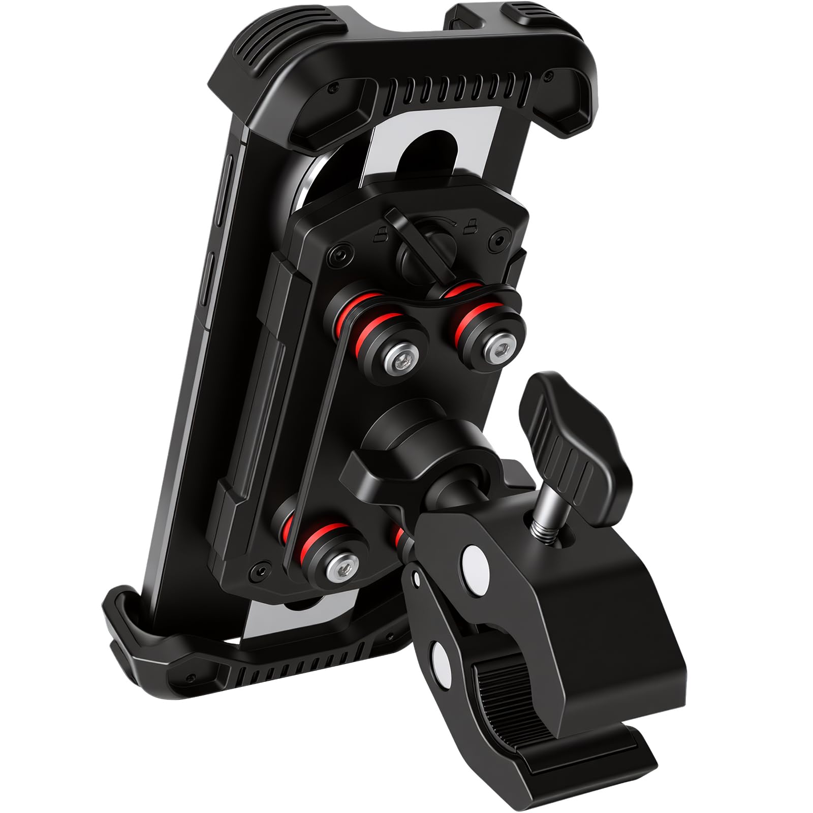 Hossom Support Téléphone Moto Anti-Vibration, Support Téléphone Vélo, 360° Pivotant Support pour Guidon pour Moto, Vélo, ATV, Scooter pour iPhone 17 16 15 14 13 Series, Huawei, 4,7-6,8" Smartphone