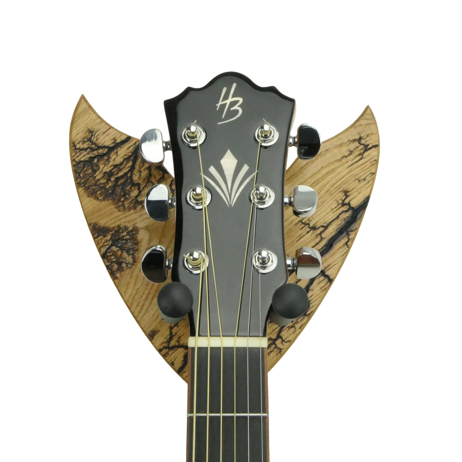 Unikat - Gitarren Wandhalter - Gitarrenwandhalterung Eiche mit Lichtenberg Gravur 23,5x23,5cm - Gitarrenhalter Schwarz Modell DARK LINES SEVEN
