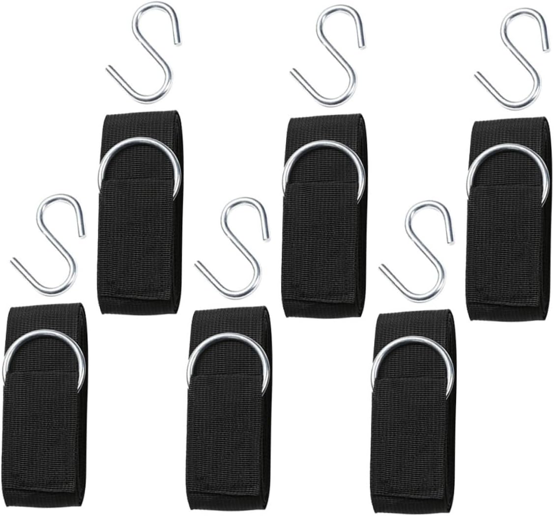 6pcs Adjustable Hammock Tree Straps with Heavy Duty S-Hooks for Outdoor Swing Hanging, Thickened Reinforced Rope Kit Suitable for Camping, Patio, Backyard Use