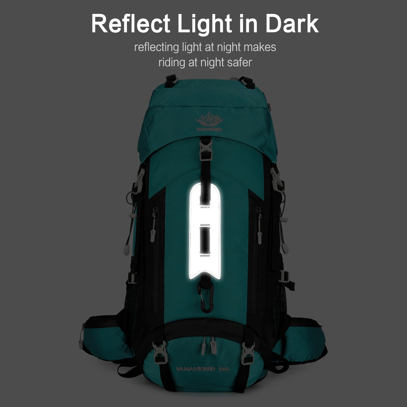 Zaino da Trekking 60L Zaino Impermeabile Zaini con Copertura per la Pioggia Hiking Backpack per Donna Uomo Escursionismo Campeggio Arrampicata Viaggio Nero
