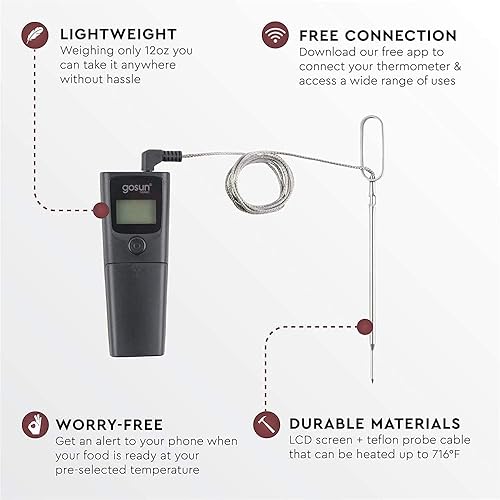 Miniatura 4 de GOSUN Termómetro térmico inteligente  Termómetro inalámbrico habilitado para aplicación  Termómetro inalámbrico para cocinar a la parrilla mientras