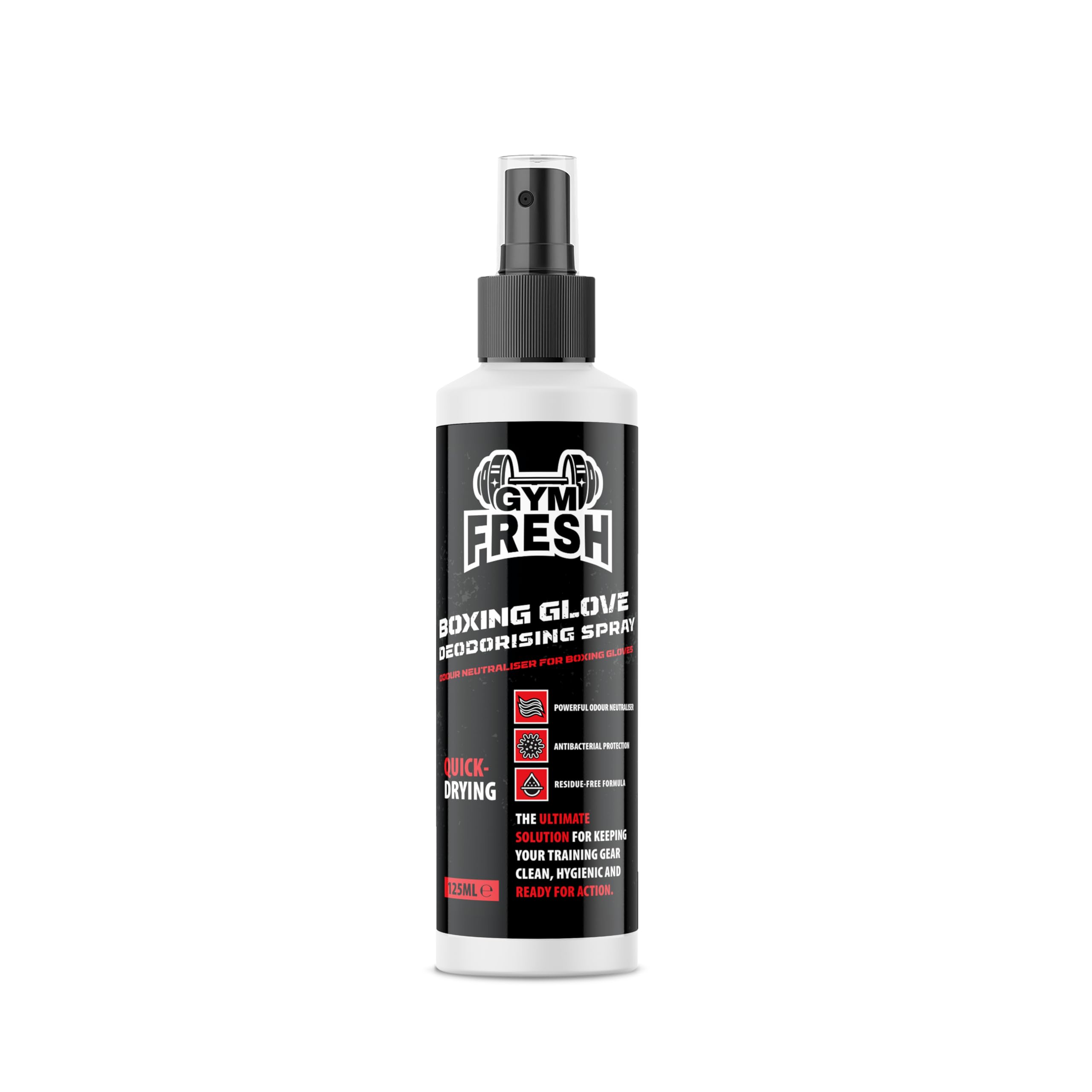 Gym Fresh - Boxing Glove Deodorising Spray 125ml - Fast-Drying Odour Neutraliser for Boxing Gloves - Kills Germs and Keeps Training Gear Fresh, Clean & Ready for Use, lemon scented