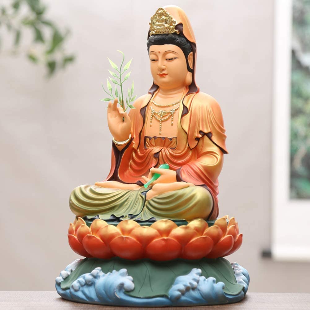 仏教美術 仏像 持蓮自在観音仏像神像 観世音菩薩像 銅製 工芸品 楽天