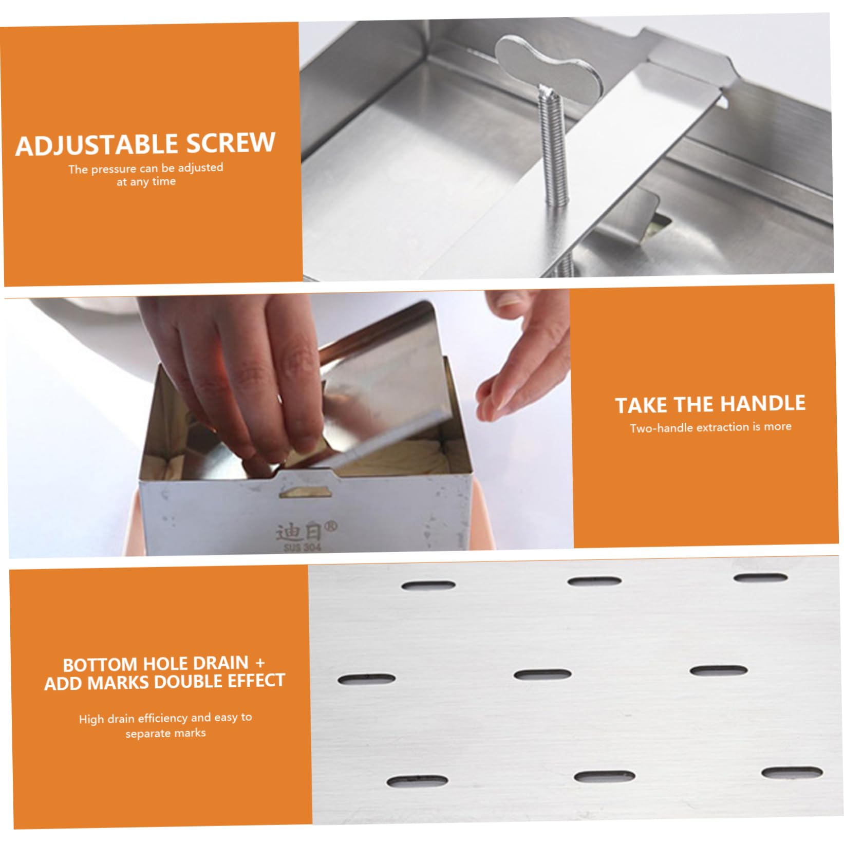 Tofu Press, appuye en Tofu en Acier Inoxydable, Fabricant de paneer réglable avec Trou de vidange et Plate