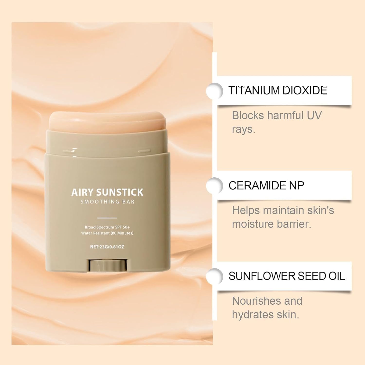 Sunscreen Stick SPF 50+ – Korean Semi-Matte Sun Protection Bar, No White Cast, Lightweight, Water-Resistant Sunblock for Face & Body, 0.81 oz / 23g - Image 3