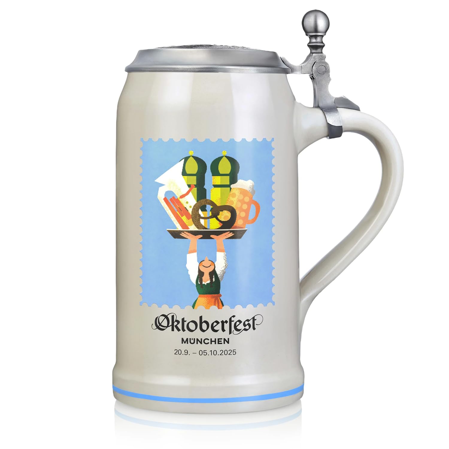 Zum Franziskaner offizieller Oktoberfest Krug 2025 der Stadt München - Sammlerstück - Bierkrug Maßkrug Oktoberfest Krug Geschenk Souvenirs Original - Limitiert (mit Zindeckel)