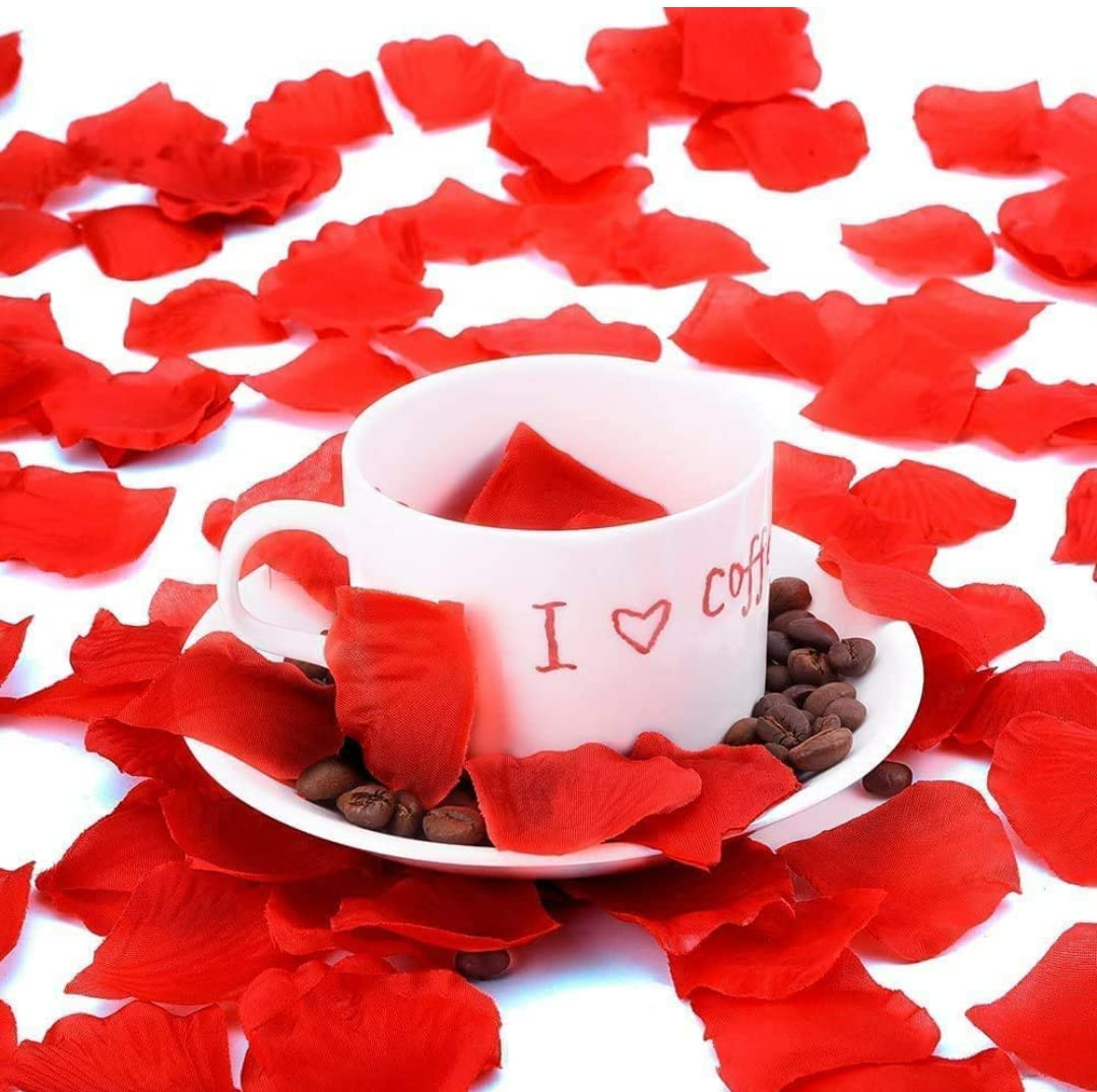 VRB Dec Silk (300Pcs Artificial Rose Petals Flowers Fake Water Floating Flowers For Pooja Thali, Festival And Events, Home, Table, Badroom, Pooja Room, Diwali Decoration Items And Diy (Red) 2