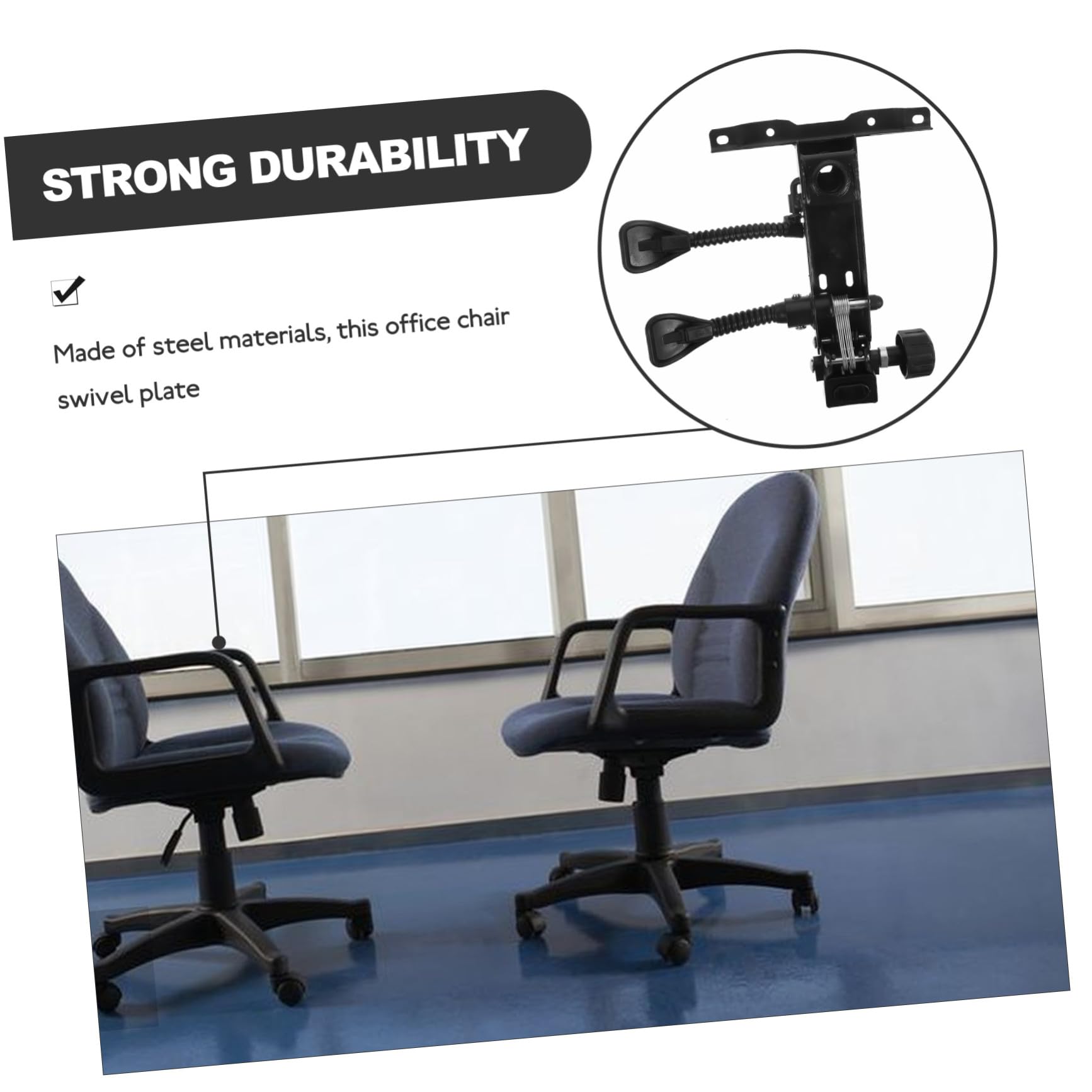 Base de Silla Giratoria de Repuesto para Silla de Oficina, Acero Negro | Placa Giratoria y Control de Inclinación, Instalación Sencilla, Estabilidad Firme y Uso Práctico
