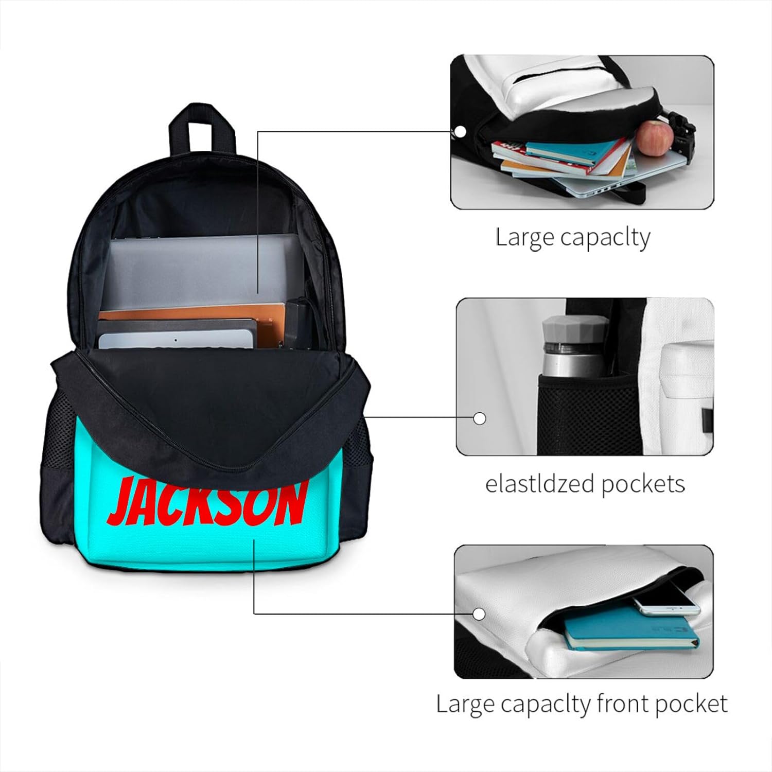 Custom Backpack Large-Capacity for Boys Girls Personalized Laptop Bags Customize Casual Travel Laptop Backpack for Unisex Customized Bookbags Design Your Own Photo Text Logo Custom Bookbag