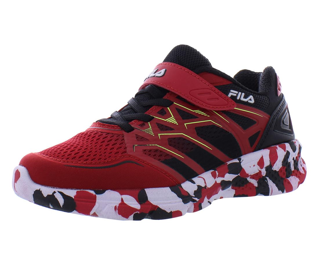 Fila Wanderun Strap Mashup Boys Shoes Size 2, Color: Red/Black