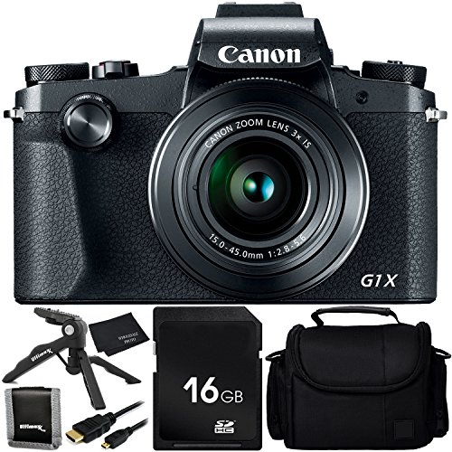 Canon PowerShot G1 X Mark III - 6PC Accessory Bundle Includes 16GB SD Memory Card + Memory Card Wallet + Ultimaxx 6.5" Tabletop Pistol Grip Tripod + Medium Carrying Case + Micro HDMI Cable + More