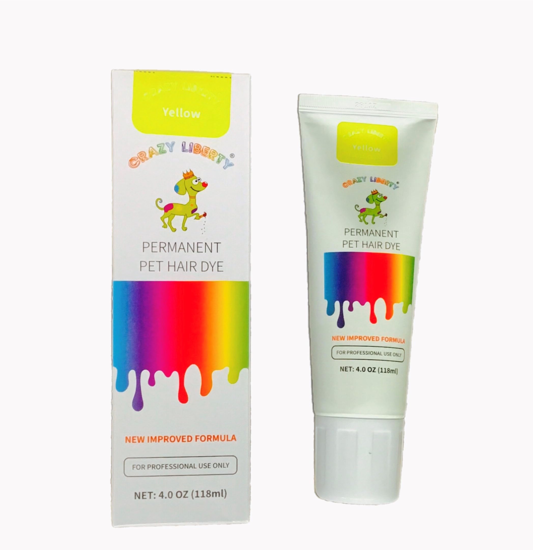 Crazy Liberty Permanent Pet Hair Dye for Dogs and Horses (Yellow) – Professional Grooming Color Gel, for Creative Groomers, 4 Fl Oz