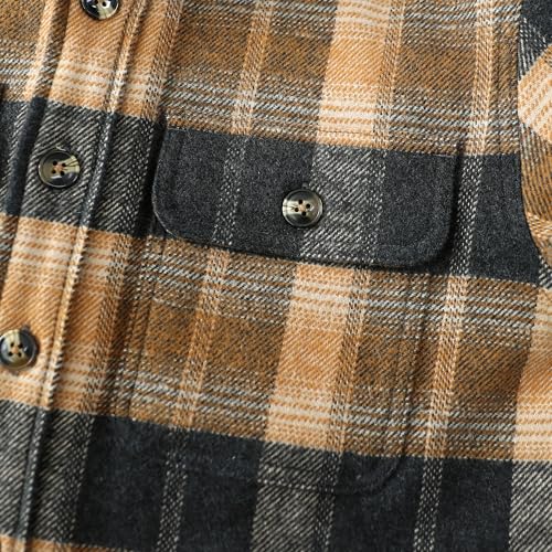 Image of Dubinik Mens Shacket Flannel Shirt for Men Lightweight Jacket Casual Plaid Coat with Warm Lining Long Sleeve Button