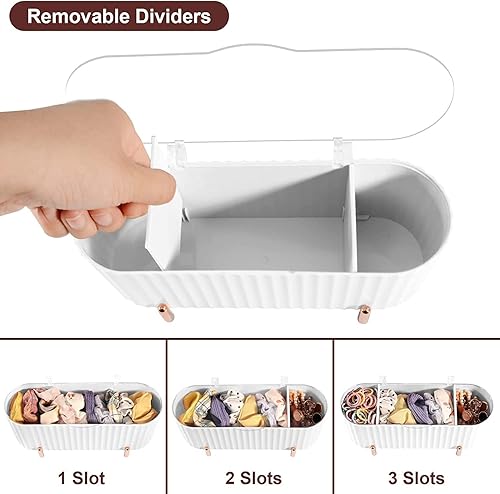 Miniatura 4 de FKOG Soporte Qtips rojo oscuro, soporte para hisopos de algodón multifuncional, organizador de almacenamiento de baño multifuncional, dispensador de