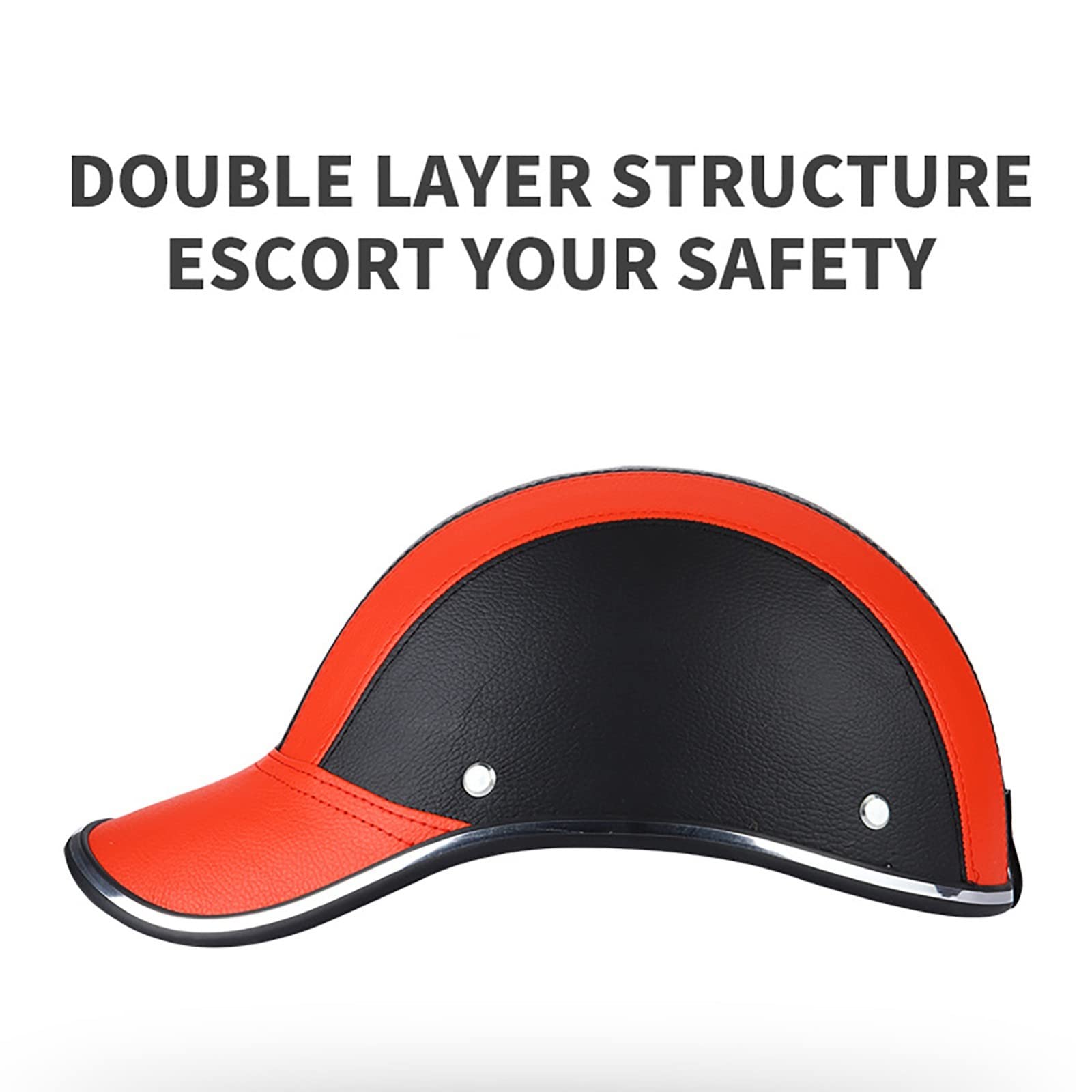 Gorra Béisbol Estilo Motocicleta Casco Bicicleta Visera Anti-UV, Casco Cara Semiabierta con Correa Ajustable, Casco Seguridad Protección Cabeza Retro C