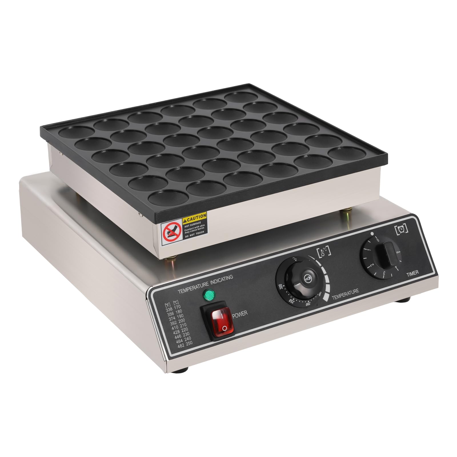 Mini tortitas holandesas de 36 agujeros, para hacer panqueques profesionales, redondos, acero inoxidable, antiadherente, 50 – 300 °C, 2 – 3 minutos, para panaderías, cafeterías, hogares