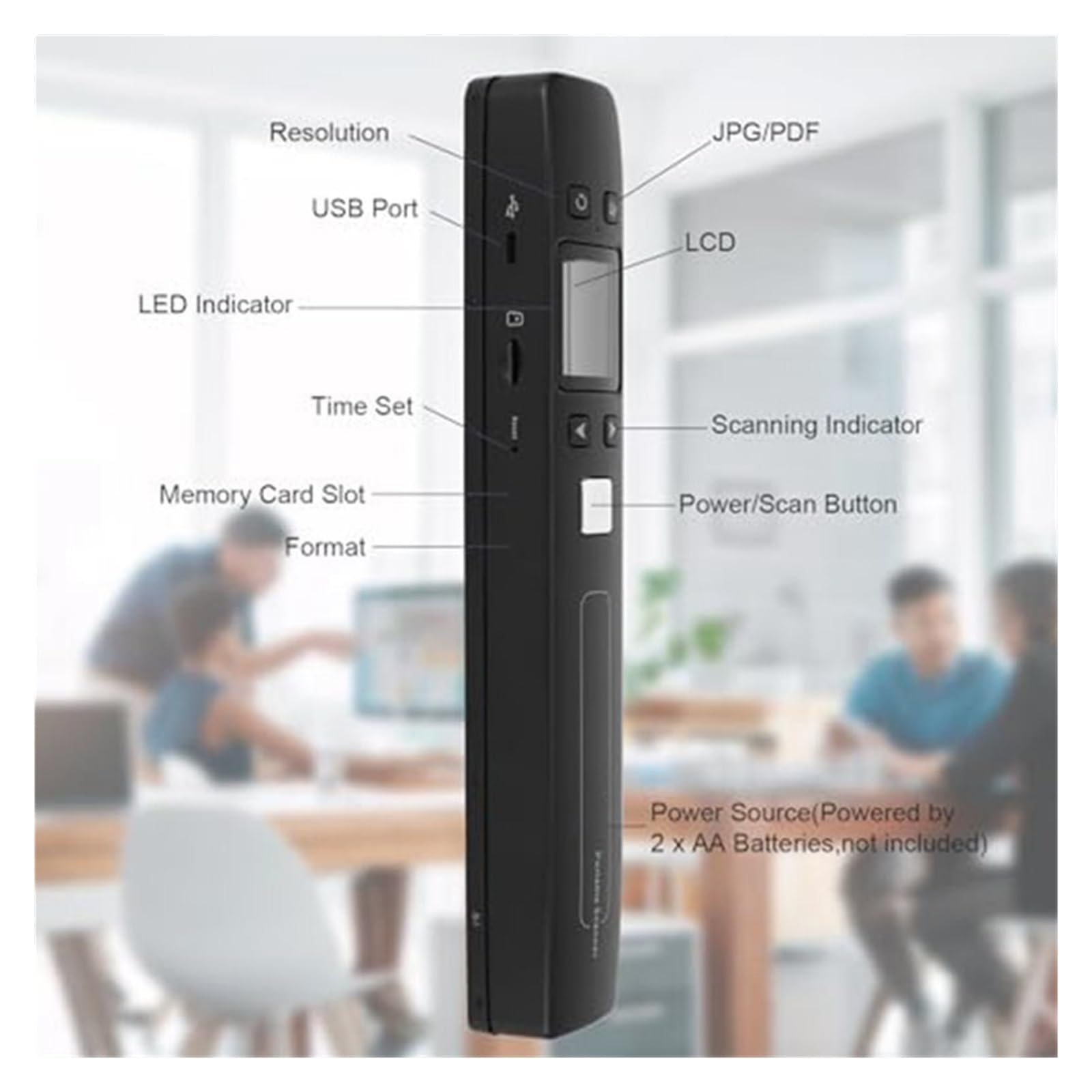 Scanner de Documents, Scanner de Documents Portable – WiFi et Scanner Rechargeable, Prend en Charge JPG/PDF