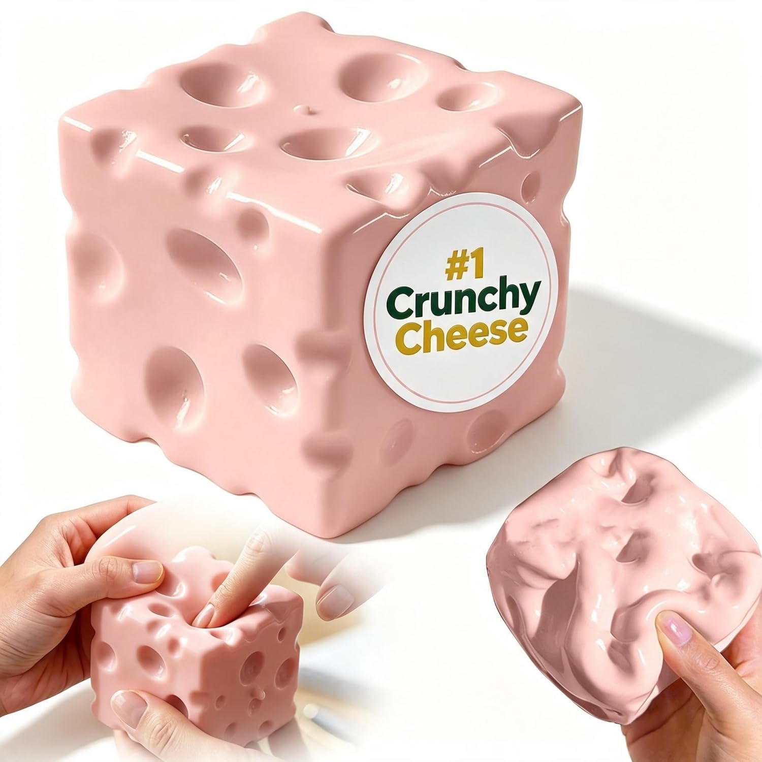 Crunchy Cheese Squishy Asmr Stress Ball with Colorful Beads Filling — image 1