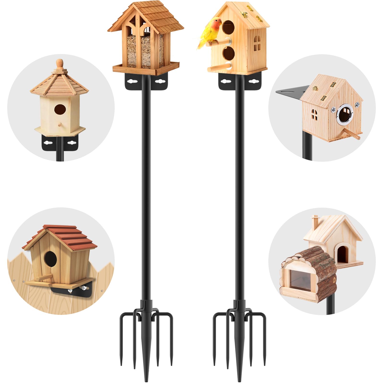 NUERPO 2 PACK 230CM Adjustable Bird Feeder Pole,Bird House Pole Suitable for Feeders & Birdhouse,Weather Station,Heavy-Duty Rustproof Design,Enhance Outdoor Decor & Birdwatching Experience