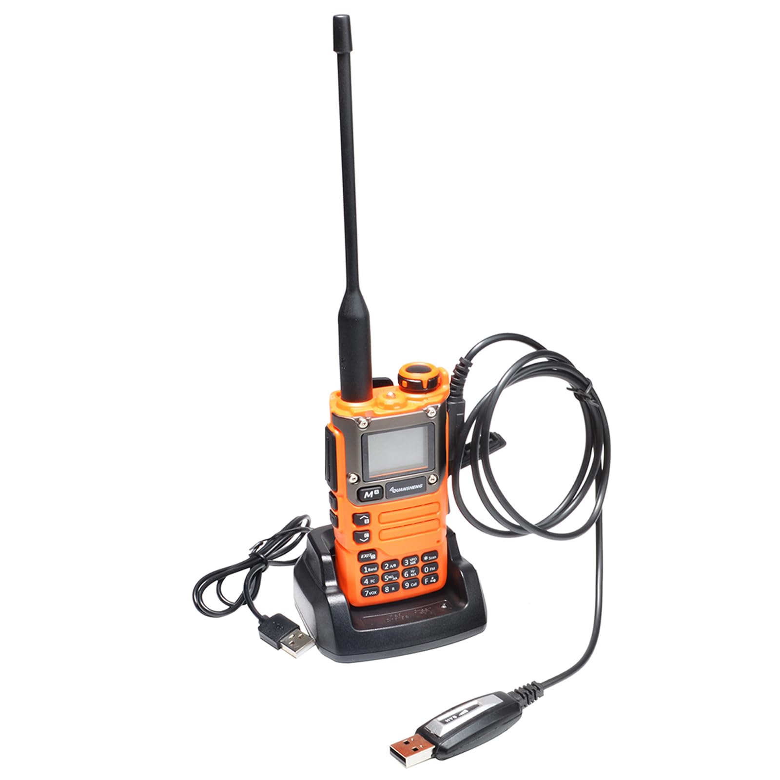 QUANSHENG UV-K6 5W Dual Band Two Way Radio UV-K5(8) with Programming Cable,Ham Handheld Long Range Walkie Talkie for Adults AM/FM/DTMF Portable Radio Rechargeable with VOX (UV-K6 with cable)