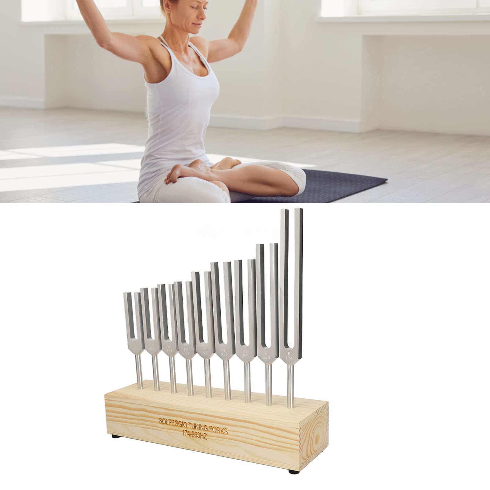 9-teiliges Stimmgabel-Set, 174-963 Hz Tragbar Stimmgabeln mit Beutel,Stimmgabel Set aus Aluminiumlegierung, Chakra-Stimmgabel, Stimmgabel Hammer Set für Meditation,Yoga,Heilung,Klangtherapie