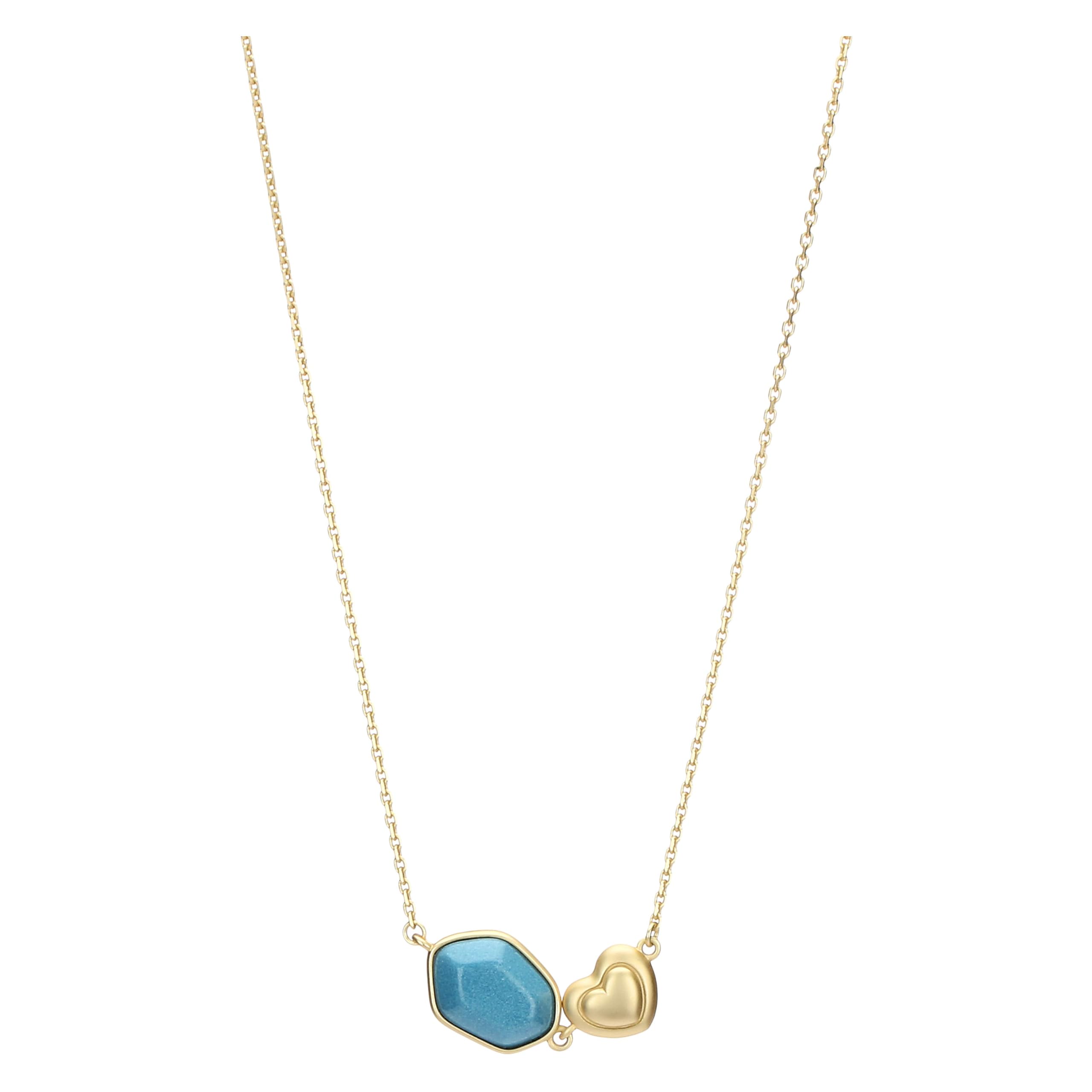 THUN - Collana con pietra in ceramica e cuore - ceramica, metallo - Collezione Dedicato a te - 40 + 5 cm