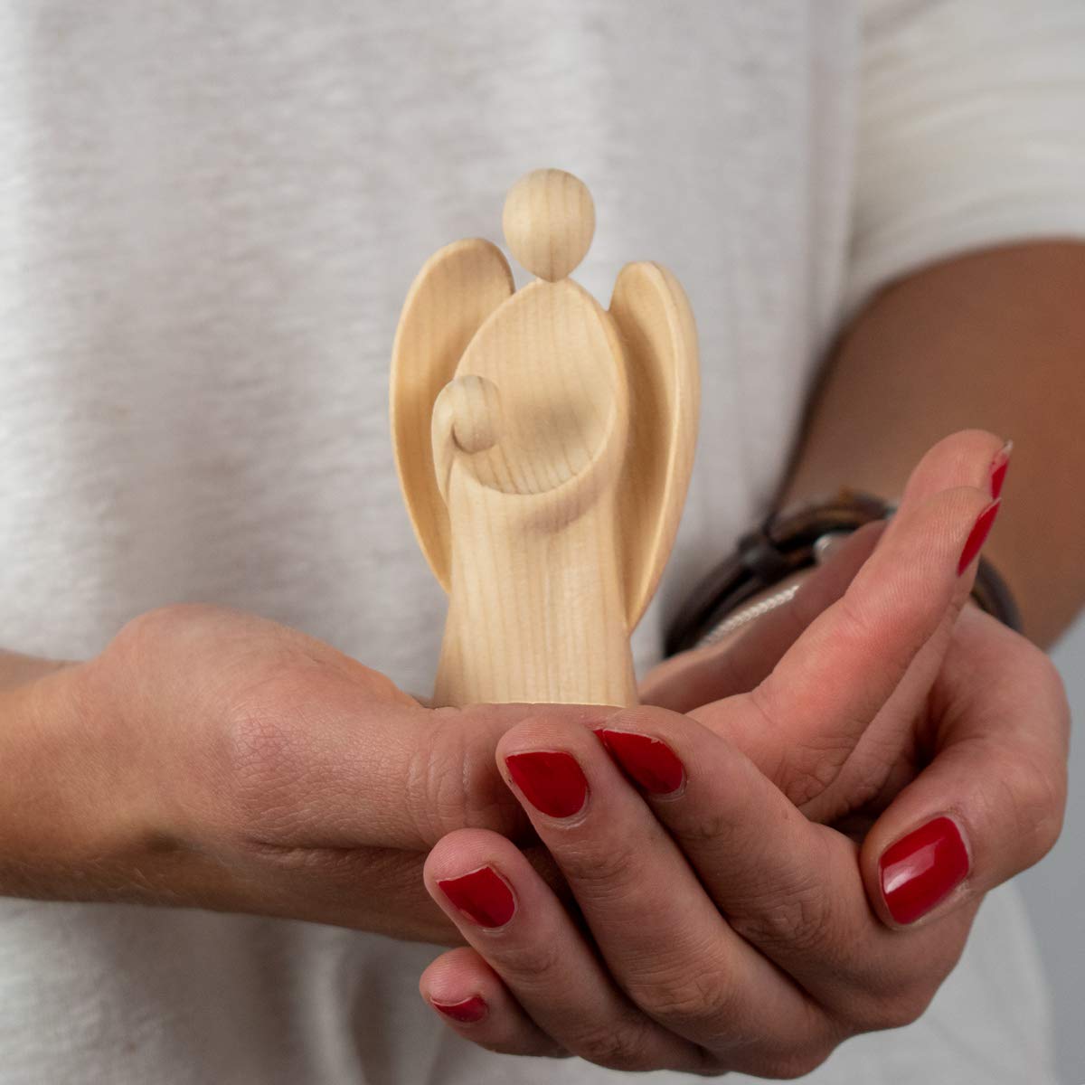 4betterdays.com NATURlich leben! Modern Guardian Angel Made of Pine Wood, with Girl, Height 9 cm - Image 2