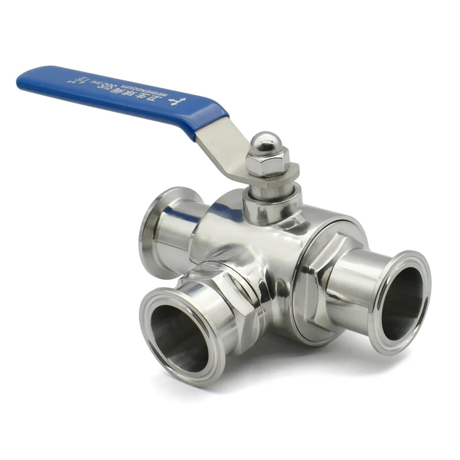 Vanne de dérivation 3 voies inox 38mm à boisseau sphérique L-port virole 50.5