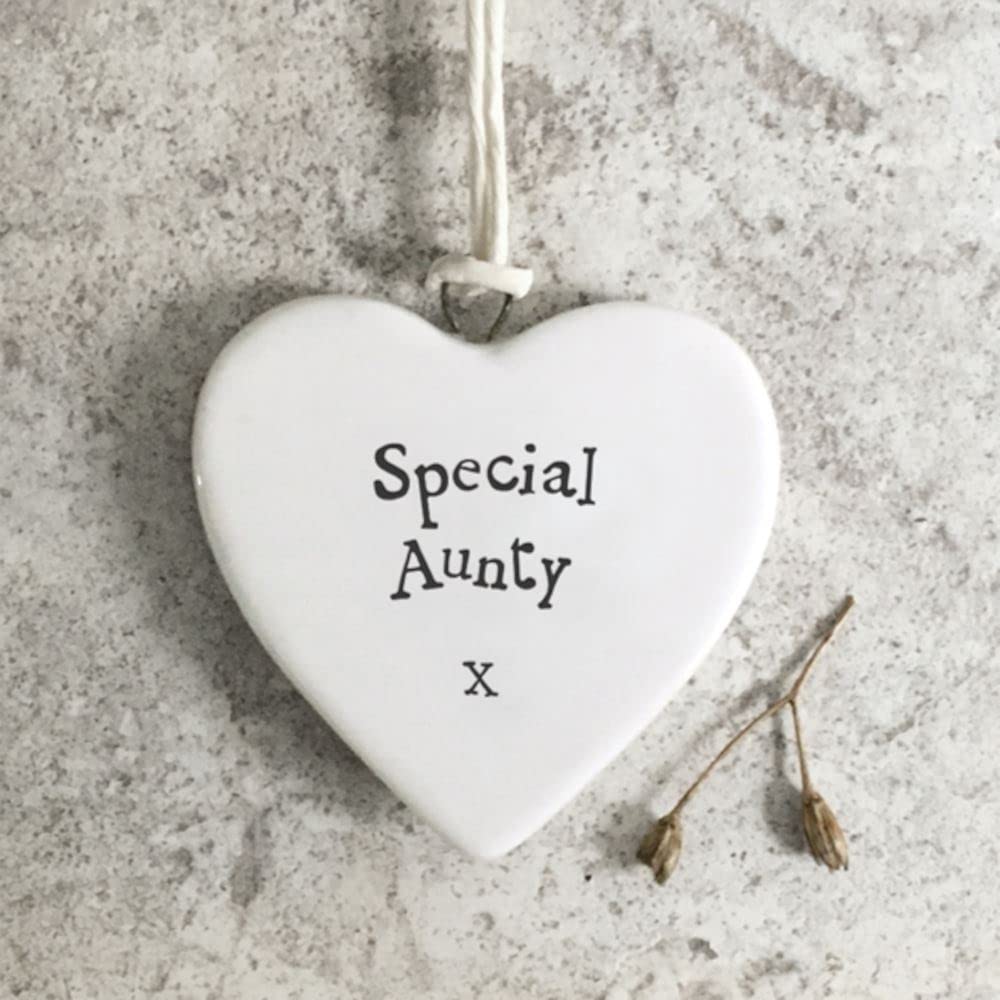 East of India Small Porcelain Hanging Heart Decor ' Special Aunty x '