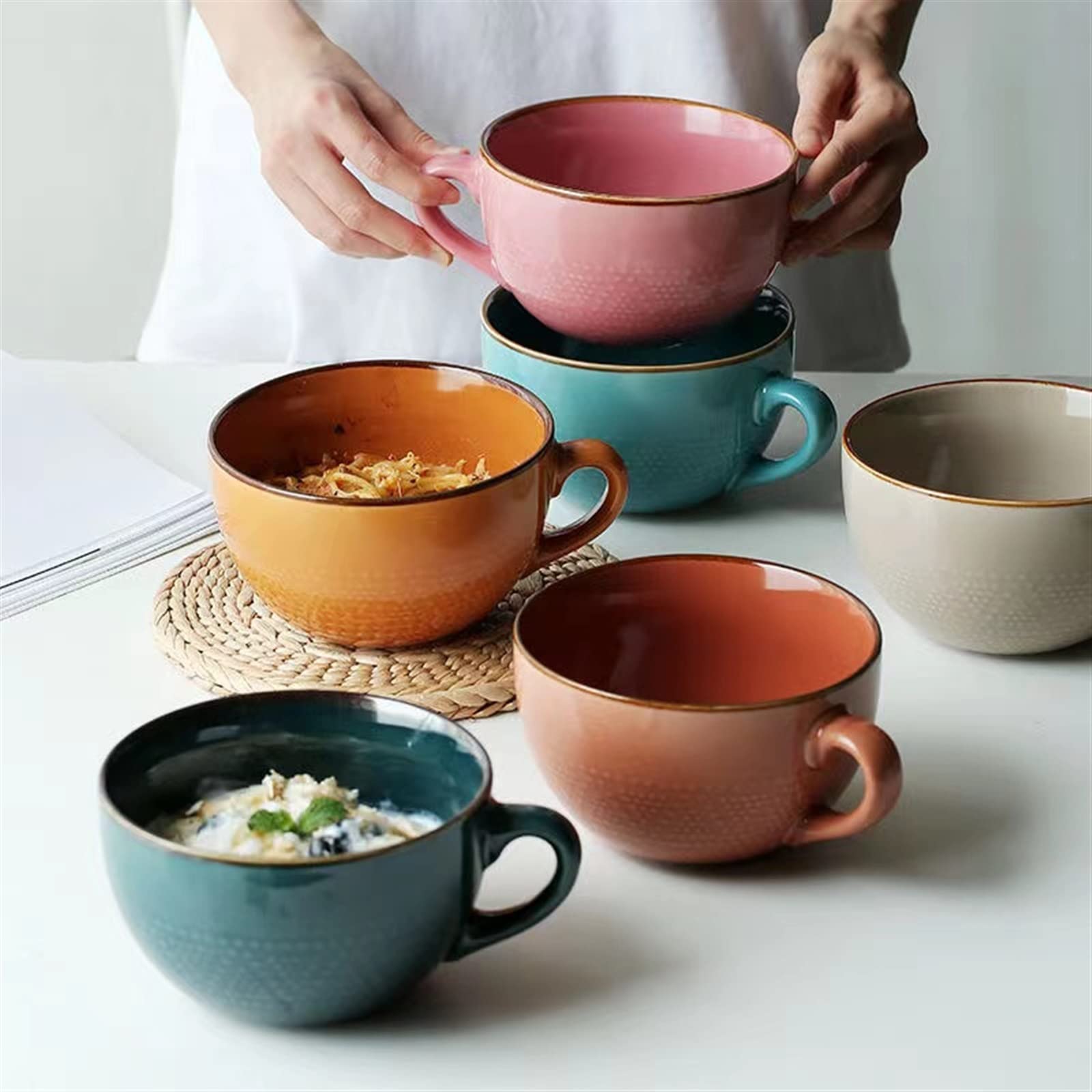 Filiżanki do kawy Ceramiczne 700 ml Duża Pojemność Śniadanie Mleko Owsiane Kubek Kawy Ceramiczny Kubek Biuro Kuchnia Drinkware Instant