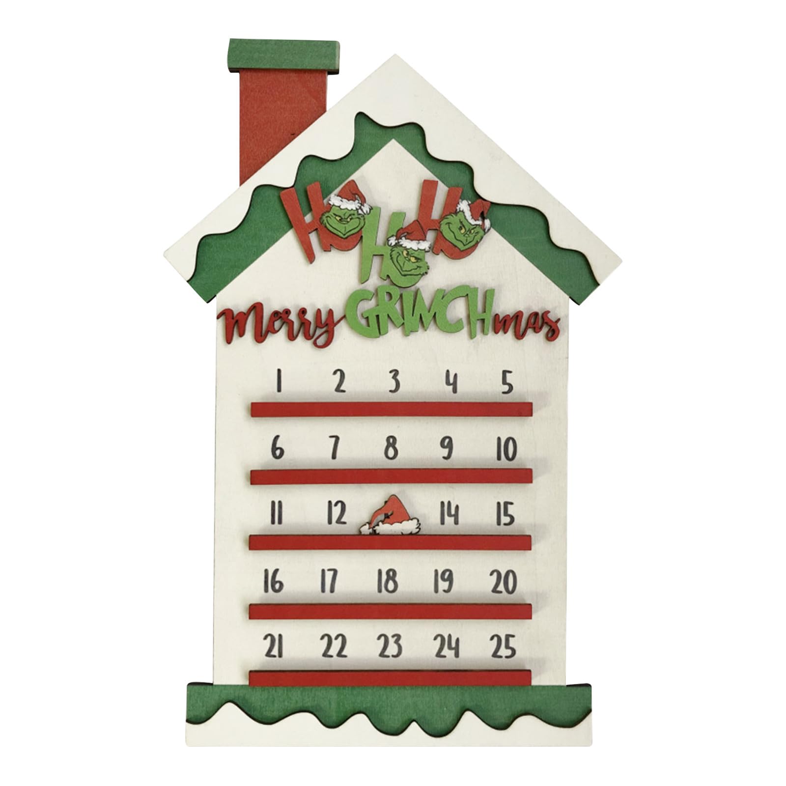 Christmas Reusable Advent Calendar,Grinchs Christmas Decorations Wooden Grinchs Advent Calendar 25 Days Countdown To Christmas Grinchs Ornament For Home Decor
