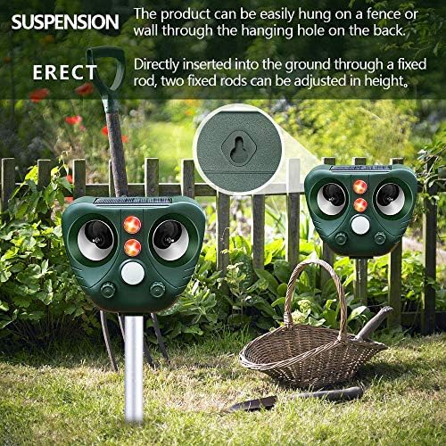 Cat Repellant Garden, Ultrasonic Fox Repellent, Ultrasonic Solar Outdoor Animal Repeller, 5 Modes, Infrared Sensor, Waterproof USB Powered