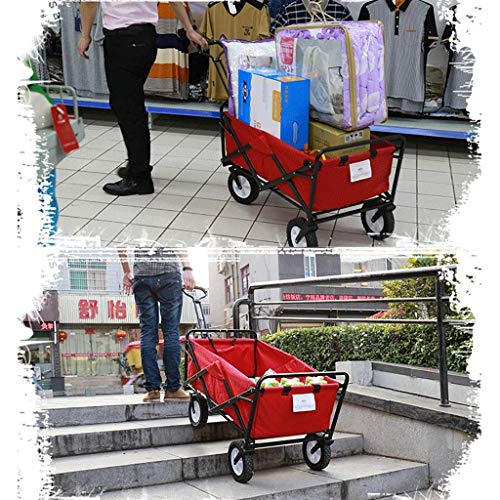 Zusammenklappbarer Gartenwagen, robuster Wagen, multifunktionaler Einkaufswagen für den Außenbereich, Camping, Strand, Supermarkt mit 4 Rädern, Tragkraft: 90 kg – Bild 4