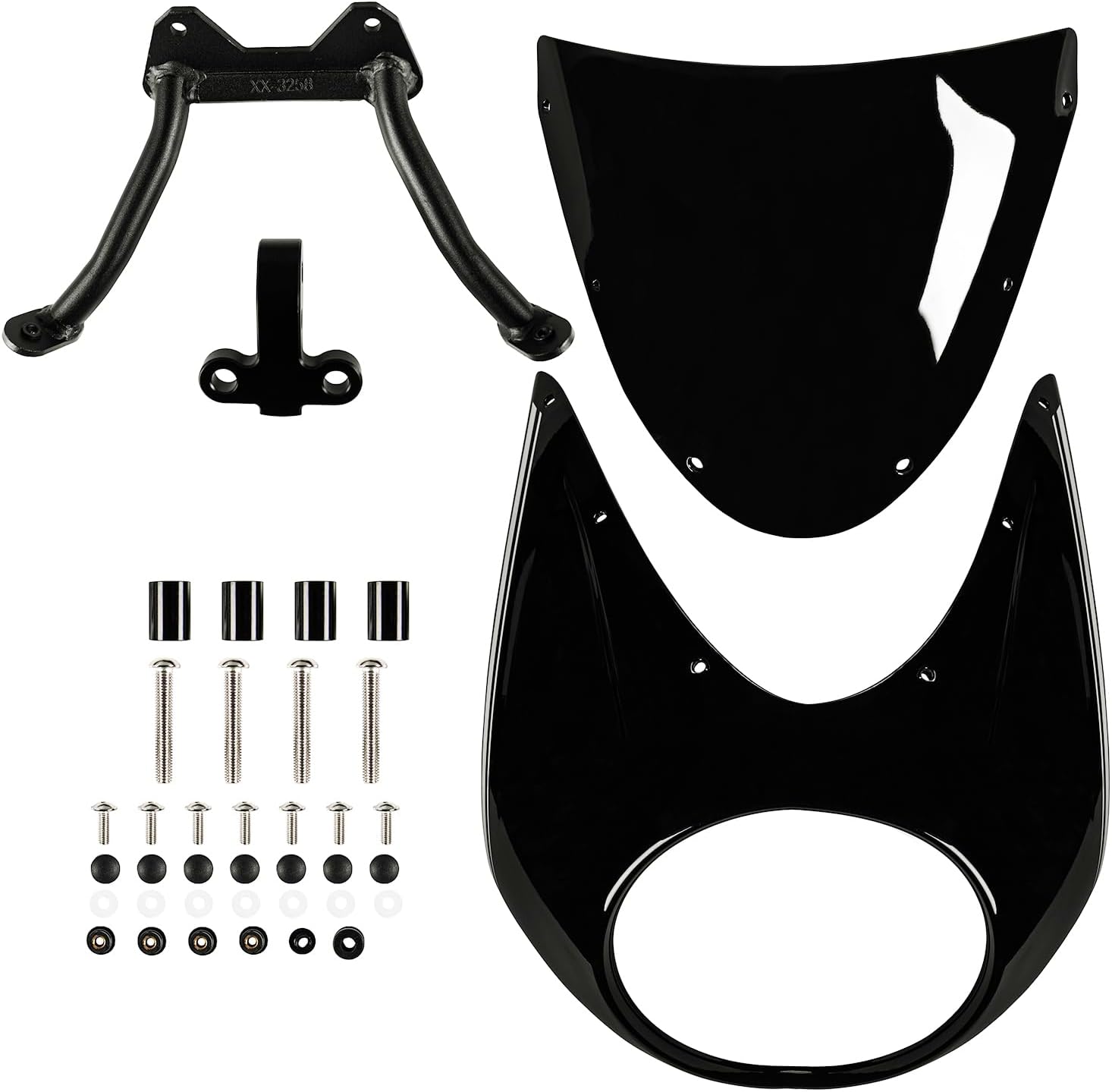 Motorcycle Front Headlight Fairing Cowl with Windshield Deflector Compatible with R18 R 18 Classic 2020 2021 2022 2023 2024 Headlamp Cover Mask Visor Windscreen, Black with White