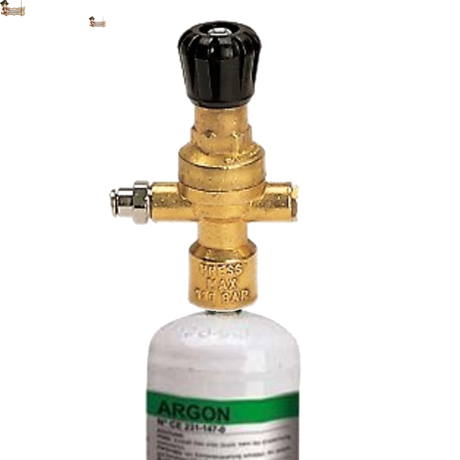 BricoLoco.com Kit conexión regulador reductor de presión para botellas de gas desechables para soldadura. Argón, Argón CO2, CO2. MIG MAG TIG. (Kit conexión reductor)