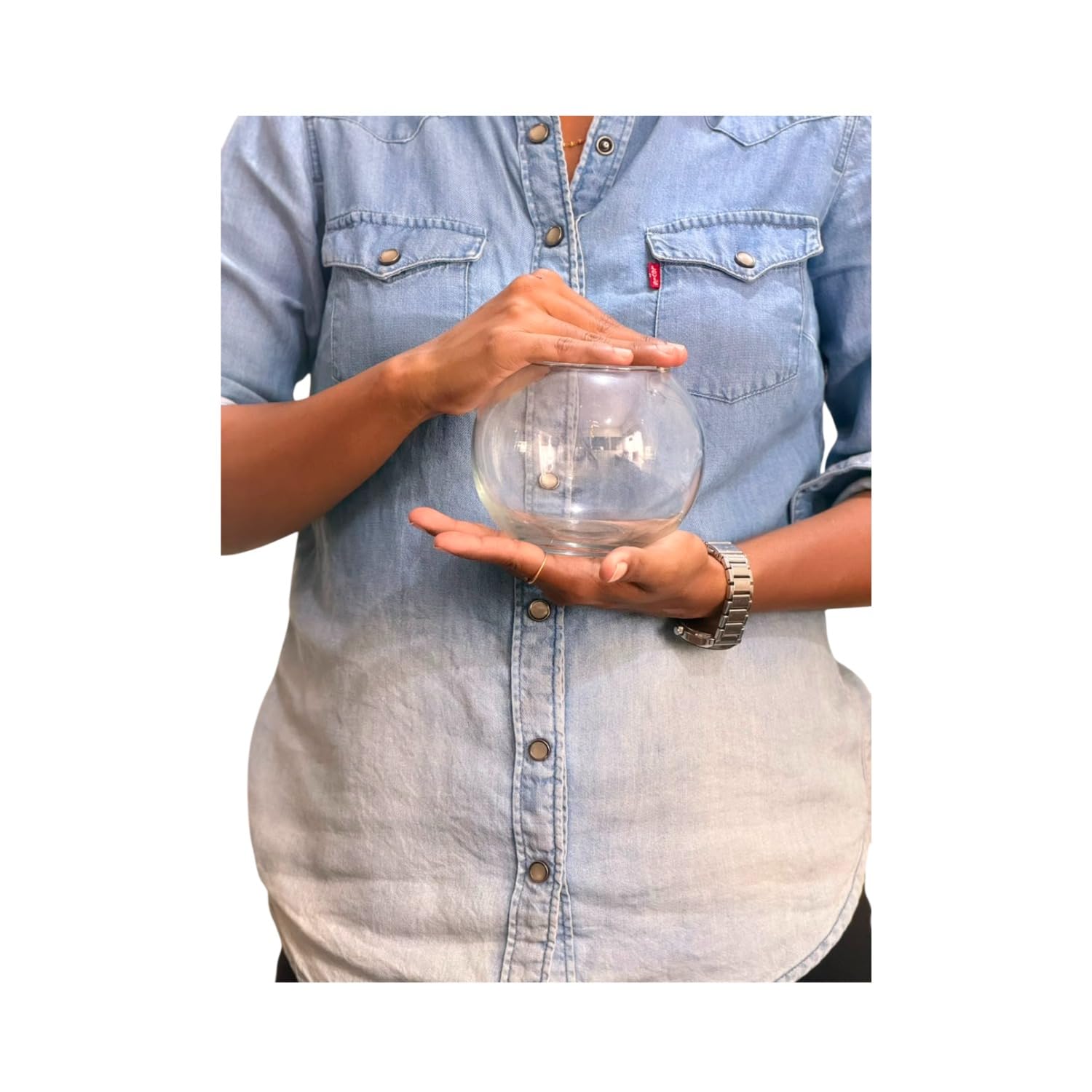 7pets 6-Inch Clear Glass Bowl Without Neck Collar | Decorative Fish Bowl & Terrarium Bowl for Betta, Small Mollies, Plants & DIY Décor