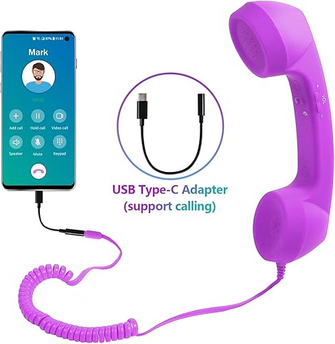 Vista 7 de Auricular de teléfono para teléfono celular, teléfono retro con conector de 0.138 in, receptor de teléfono móvil, auriculares antiguos, receptor