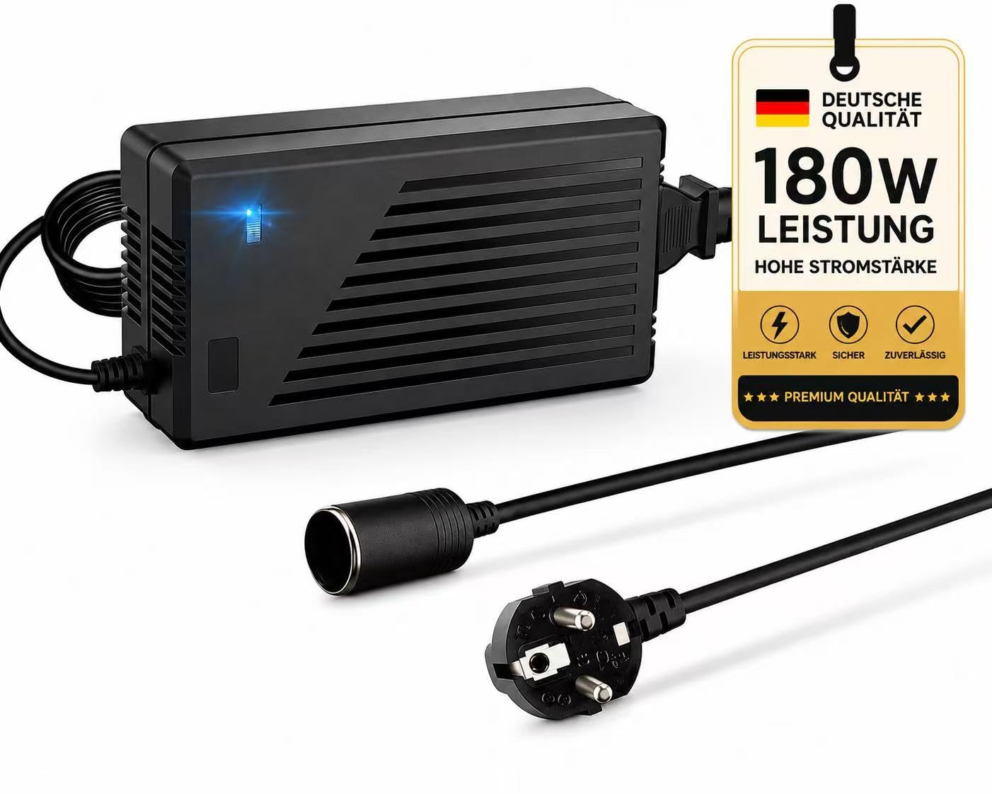 RGBER® | Spannungswandler | 230V auf 12V| 180W 240W| Ventilatorsystem| Zigarettenanzünder für Standheizung, Dieselheizung,Auto Kühlbox, Kompressor.