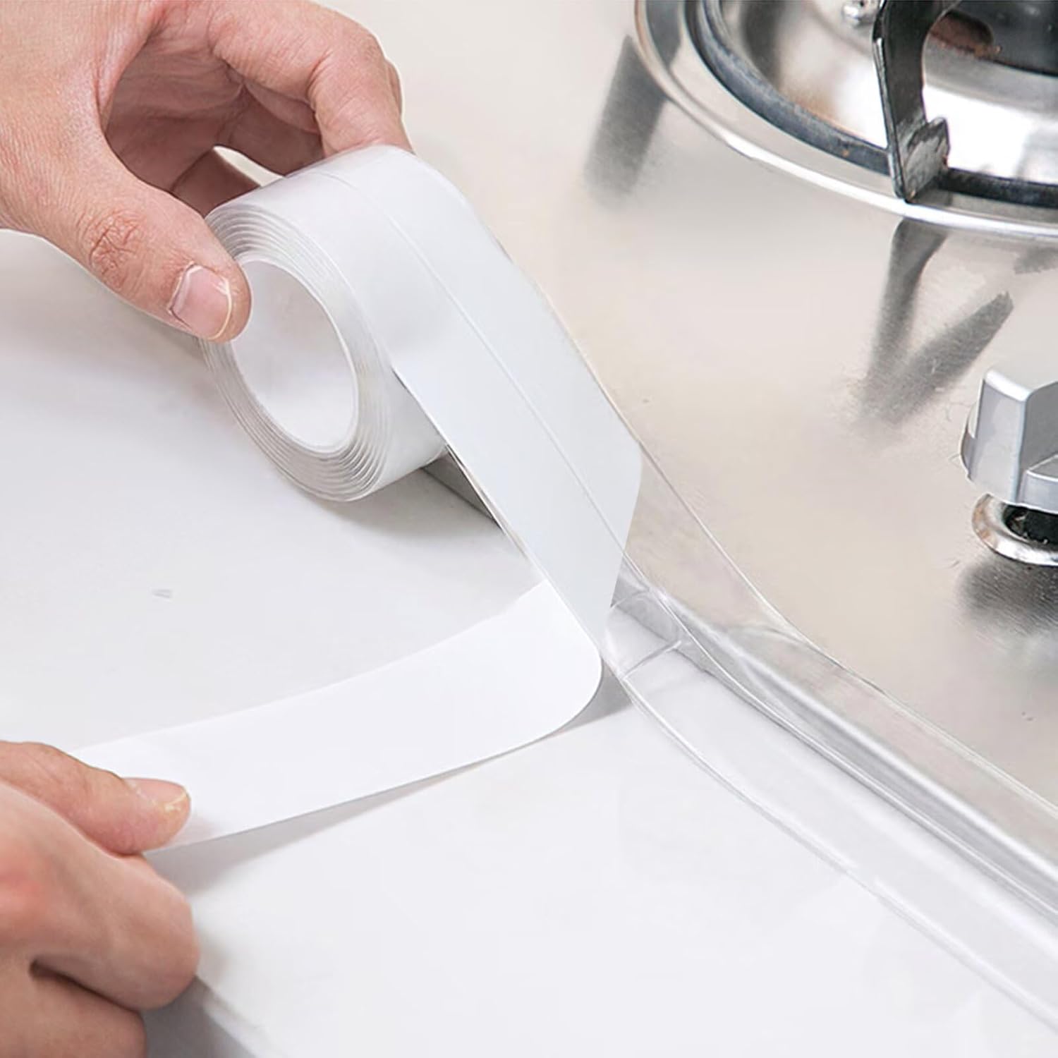 2Roll of Transparent Sealing Tape Adhesive Strip is Suitable for Kitchen Toilet Shower Room（0.87 Inchesx 10.5 Feet）