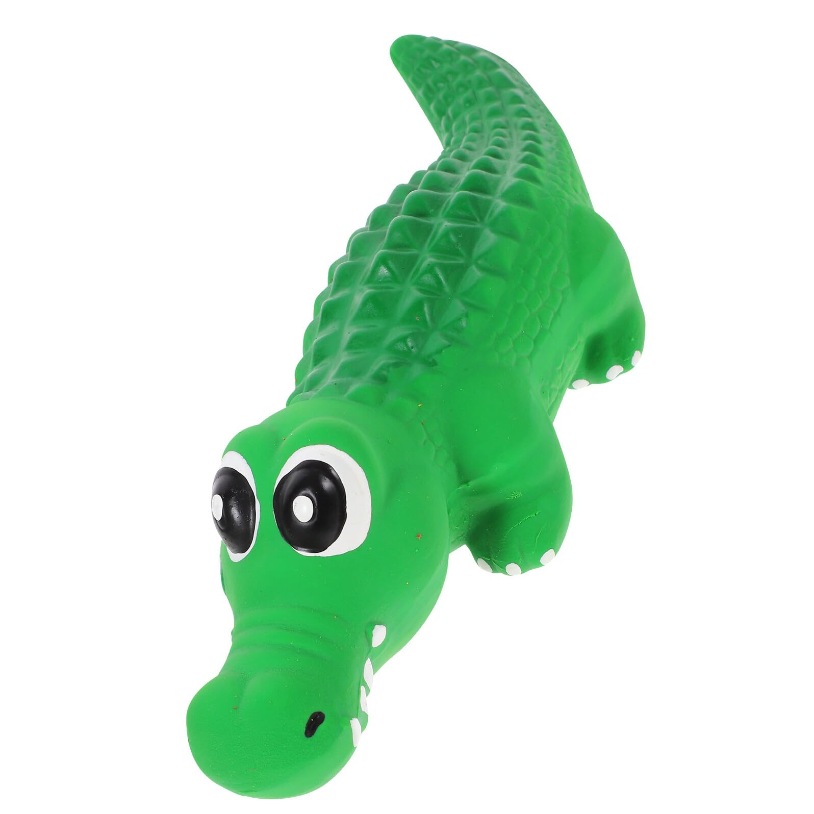 JEWEDECO Latex Squeaky Crocodile Dog Toy for Small Dogs, Green Chew